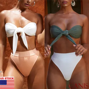 Móda Bežné Štíhle Pevné Ženy Sexy Zviazaný Bikini Set Polstrovaná Plavky Trojuholník Bather Vyhovovali Plážové Oblečenie Oblečenie