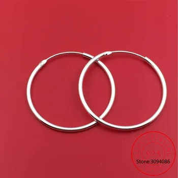 Veľká Veľkosť 925 Sterling Silver Veľké Obvodové Náušnice Pre Ženy Jednoduché Kolo Kruhu Náušnice Obruče Ucho Krúžky Earings Šperky