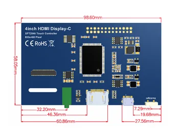 4-palcový LCD displej, HDMI Dotykový Displej TFT LCD Panel Modul 800*480 pre Banán Pi Raspberry Pi 2 Raspberry Pi 3 Model B / B+