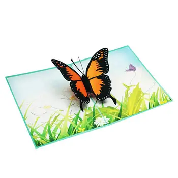 Duté Malé Krásne Cenovo dostupné Motýľ Štýl 3D Pop-Up Pohľadnice Rez Papiera Ručné Karty