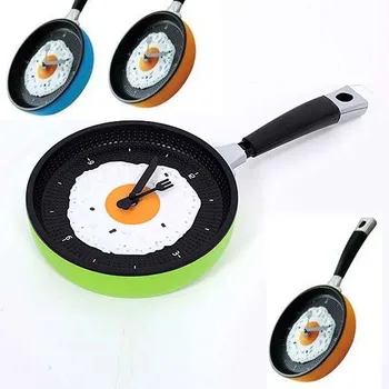 Kreatívne dekor hodiny nástenné kuchynské Omeleta Panvicu Kuchyňa Vyprážané Vajcia Dizajn 3d dekor hodinky, Nástenné Hodiny kuchyňa Decor Hodinky