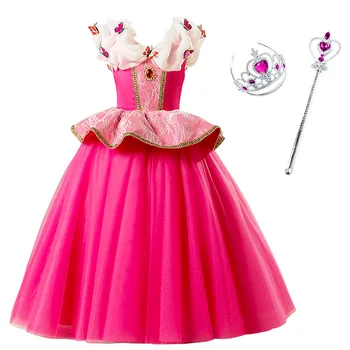 3 5 7 9 11 Rokov Narodeniny Dievča Šaty Šípková Ruženka Zdobiť Deti Halloween Kostým Princezná Motýľ Aurora Nóbl Oblečenie