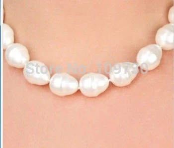 Šperky 00833 AAA+ 12x15mm biela farba shell perlou barokový náušnice & náhrdelník luxusný set