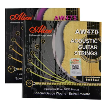 Gitarové príslušenstvo Alice Akustické Gitarové struny AW475/AW470 Šesťhranné Jadro Špeciálne Rozchod Rany-Extra Hladký