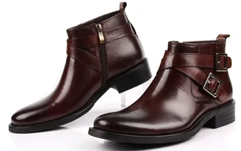 Veľká veľkosť EUR46 čierne / hnedé opálenie dvojité pracky business mens topánky originálne kožené šaty, topánky pánske členkové topánky