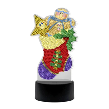 5D DIY Špeciálny Tvar Diamantu Maľovanie Diamond Výšivky, Vianočné Pančuchy LED Svetlo DIY Mozaiky Domov Ornament Stolné Lampy