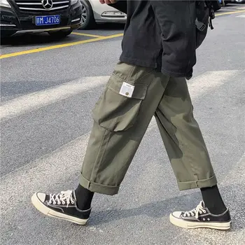 Letné nohavice pánske príliv značky inov Japonský Harlan rovné nohavice pánske voľné hip-hop širokú nohu bežné nine-point nohavice