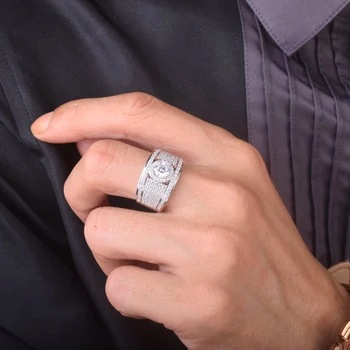 Luxusné 925 Sterling silver Paev Sapphire krúžok Lesk 2ct Simulované Diamantové Zásnubné Svadobné, pre Mužov, Ženy Chlapec darček Šperky