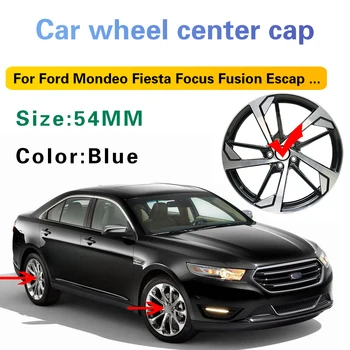4Pcs 54 mm Modrá Koleso Automobilu Centrum Logo Kryt Odznak Hub Spp Príslušenstvo 6M211003AA Pre Ford Focus Fiesta Fusion Mondeo Escap