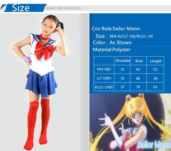 Horúce Anime Super Sailor Moon Cosplay Kostýmy Nastaviť Usagi Navy Šaty Deti, Dievčatá, Maškarný Kostým Dieťa Oblečenie Halloween Výkon