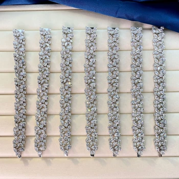 OEVAS 925 Sterling Silver Šumivé Full High Carbon Diamantový Náramok Pre Ženy, Luxusné Svadobné Party Svadobné Jemné Šperky