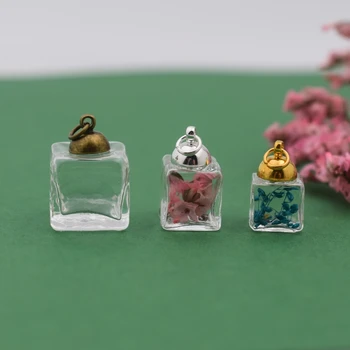 20sets/veľa kocka Sklo Bublina s spp set šperkov zistenia duté kocka sklenené fľaše svete kryt dome
