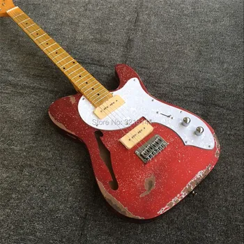 V Zásob, nové elektrické gitary, kovové červené, veľké striebra vo forme častíc prášku, lesk striebra prášok, biela perla doska, doprava zdarma