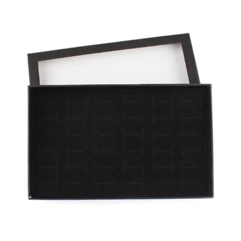 Black 1PC Ucho Display Box Biely Šperky Organizátor Držiteľ Vynikajúce Praktické Jemné 36 Sloty Krúžok Skladovanie