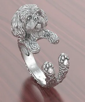 Veľkoobchod 15pcs/veľa Shih Tzu Krúžok nastaviteľné voľný veľkosť cartoon zvierat psa Krúžok šperky pre pet milenci