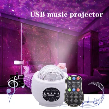 LED Laserový Projektor Svetlo, Hviezdna Obloha, Voda Máva Romantický USB, Bluetooth, Hudobný Prehrávač Diaľkové Ovládanie Načasovanie Zvukovo Aktivovaný Lampa