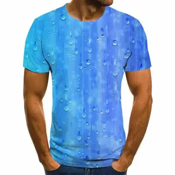 Cezhraničné výbuchy tvorivé dažďová kvapka kvapaliny tlač 3DT tričko pánske módne trendy-krátke rukávy okrúhle krčný T-shirt