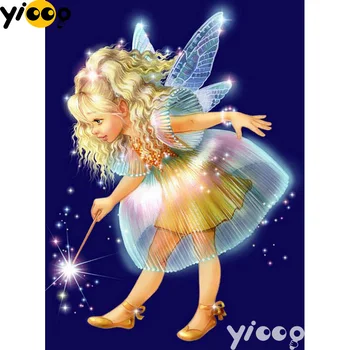 Plné Námestia/Kolo vŕtačky diamantové Maľovanie anjel dievča s krídlami 5D DIY diamond výšivky mozaiková Výzdoba maľovanie AX1290