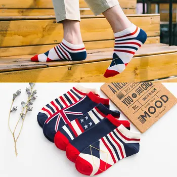 5 Párov pánskych Ponožiek Bavlna Stripe Ponožky Pre Mužov Zábavné Bežné Ulici Krátke Módne Muž Ponožka Priedušná Calcetines