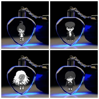 COSANER Dangan Ronpa v tvare Srdca Anime LED kľúčenky Keyring Crystal Hračka Keychain Svetlo Keyholder Unisex Dary