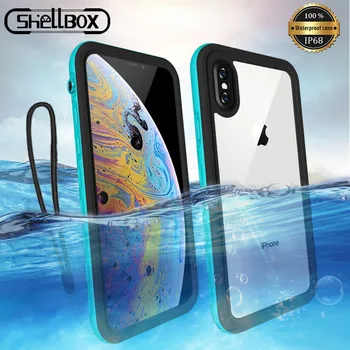 SHELLBOX IP68 Vodotesné puzdro Pre iPhone 7 8 Plus XS Max XR Plávanie Kryt puzdro Pre iPhone 12 11 Pro Max Vody dôkaz Telefón Prípade