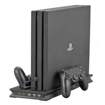 PS4 PRO Ultratenké Plnenie Chladiča Chladiaci Ventilátor Chladiča Zvislý Stojan pre Sony Playstation 4 Pro s Duálne Regulátory Nabíjačky