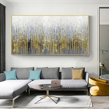 Abstraktnej maľbe na plátno moderného umenia dekoratívne obrázky na steny v obývacej izbe lienzos cuadros decorativos zlaté ručné