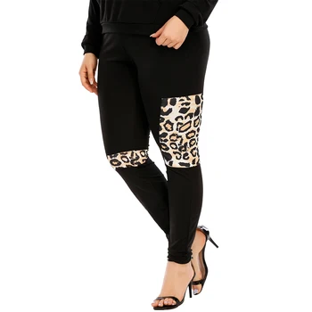 5XL Zhodné Sady Plus Veľkosť Tepláková súprava Ženy Oblečenie Set sa Leopard Tlač Hoodies+Tepláky Sexy Dve Dielna Sada Športové Oblečenie D25
