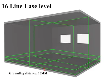 Fukuda Laser Úrovni Zelená 16 Riadkov 4D Úroveň Self-Vyrovnanie 360 Horizontálne A Vertikálne Kríž Super Silný Zelený Laser Úrovni