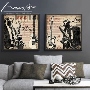 Hudobné nástroje, saxofón mužov Portrét pop art plátno na stenu umenie domáce dekorácie, maliarstvo, obývacia izba, pracovňa obrázok Kaviareň