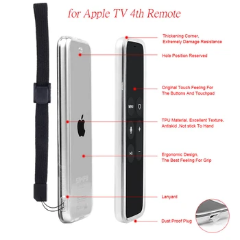 Ochranné puzdro pre Apple TV 4 Diaľkové Ovládanie Prípade S Mäkké Jasné TPU Ochranné puzdro Puzdro Kryt Prípade Prachotesný