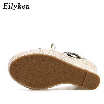 Eilyken Lete Krajky-Up Serpentíny Pevné Ženy Platformu Kliny Sandále Fashion Vysoké podpätky, topánky Dámske Otvorené prst Sandále, veľkosť 42