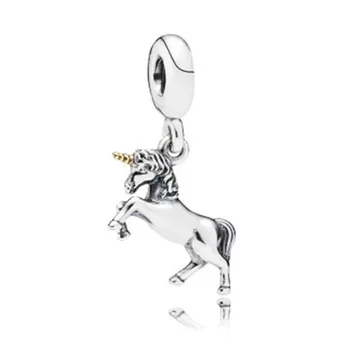 2020 Nové 925 Sterling Silver Kúzlo Jednorožec Zviera Prívesok Fit Ženy Pandora Náramok & Náhrdelník Diy Šperky
