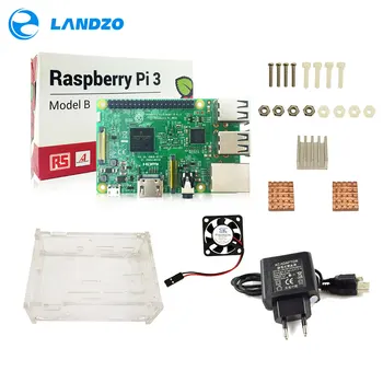 D Raspberry Pi 3 Model B starter kit-pi 3 board / pi 3 veci /EÚ napájací kábel/s logom Heatsinks pi3 b/pi 3b s wifi & bluetooth