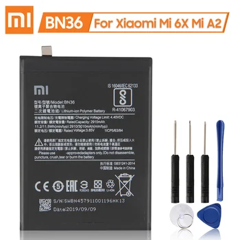 Xiao Nový Autentický Náhradné Batérie BN36 pre Xiao Mi 6X Mi A2 MiA2 Originálne Batérie Telefónu 3010mAh
