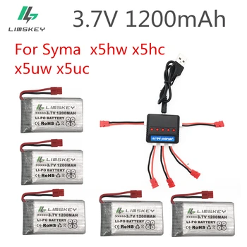 3,7 V 1200mAh Lipo Batérie Pre Syma X5uw x5uc x5hw x5hc Quadcopter Upgrade 3,7 V Kapacita 1200 mAh 5pc Batéria S 5 v 1 Nabíjačka