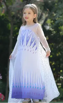 Mrazené 2 Fantastické Anna Elsa 2 Princezná Zdobiť Biela Halloween Kostým Sequined Dlhé Šaty Deti, Svadobné Šaty, Oblečenie Cosplay
