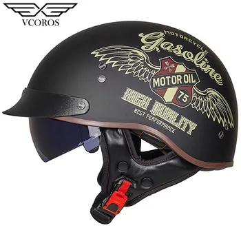 Nový Príchod Vcoros MT-4 Vintage Retro Motocyklové prilby otvorené tvár prilbu na motocykel, skúter Moto Jet prilba casco