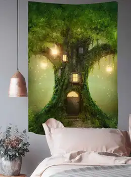 Simsant Lesných Stromov Gobelín Slon Psychedelic Húb Stene Visí Tapisérie pre Obývacia Izba, Spálňa Domov Koľaji Dekor