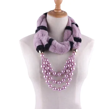2019 vyhlásenie šperky zimné žien kožušiny šatku korálky prívesok náhrdelník dámy šátek teplé koberčeky šatky foulard femme hidžáb