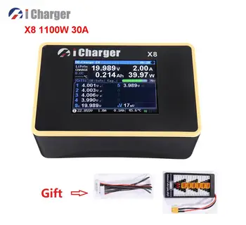 ICharger X8 1100W 30A Smart Rovnováhu Nabíjačku Discharger Pre 1-8s LiPo Lilo Život LiHV Batérie S Palube