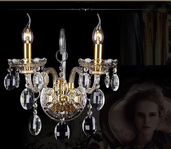 Móda crystal nástenné svietidlo DOPRAVA ZADARMO nástenné svietidlá sconce steny, spálne, nočné lampy, sviečky dvojité hlavu nástenné svietidlo Luxus