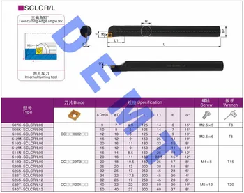 12M S14N S16Q S20R -SCLCR09 Vnútorného Otočením Držiaka,SCLCR CNC Nudné Bar,95 Deg Sústruh nástroj pre CCMT09T304 alebo CCGT09T302