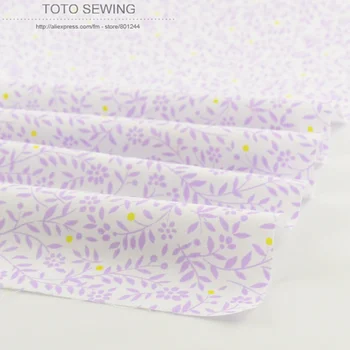 Biele bavlnené tkaniny fialové listy 50cmx160cm/kus tilda telas na lôžkoviny domov textilné tkaniny patchwork doprava zadarmo