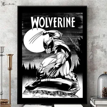Wolverine Čiernej A Bielej Komické Wall Art Plátno Na Maľovanie Plagátu Pre Domova Plagáty A Vytlačí Bez Rámu Dekoratívne Obrázky