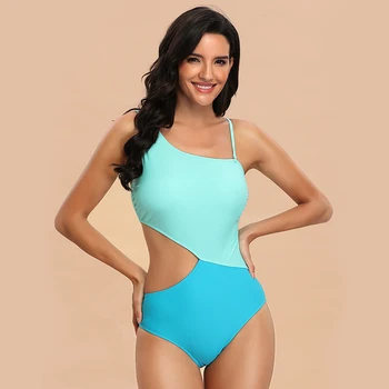 NAKIAEOI Ženy 2020 Sexy jednodielne Plavky, Letné plážové oblečenie Jeden Ramenný Koberčeky Plavky, plavky Celých Plaviek