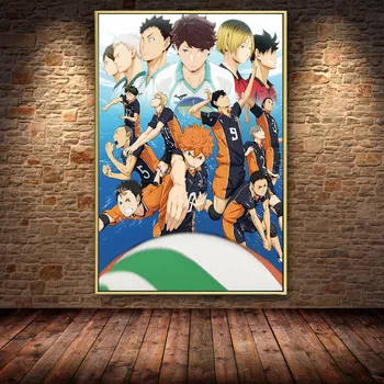Anime Volejbal Chlapci Plagát Plátno Na Maľovanie Haikyuu Japonské Kreslené Plagát Na Stenu Umenie Obrázky, Spálňa, Detská Izba Cuadros