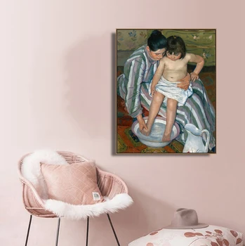 《Kúpanie》Mary Cassatt Maľovanie na Stenu, Umelecké Plátno, Maľovanie Plagátu a Tlač Vintage Obrázok Obývacia Izba Dekorácie Domova
