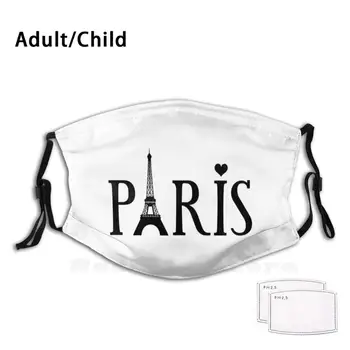 Paríž Zábavné Vytlačiť Opakovane Pm2.2430 Filter Masku Na Tvár, Paríž, Francúzsko Srdce Eiffelova Veža-Pamiatka