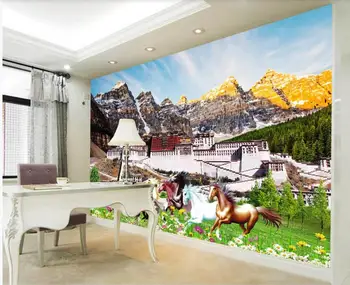 Vlastné nástenná maľba na stenu, tapetu 3 d Veľkolepé Tibete Palác Potala pozadí domova foto Tapety v obývacej izbe
